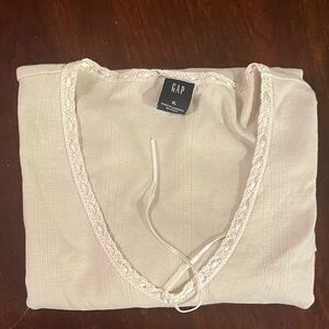 GAP Ivory Lace-Trim V-Neck Blouse